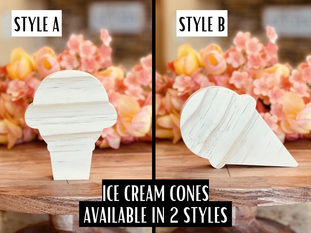 Ice Cream Cone Shaped Craft Wood, Unfinished Tiered Tray Decor, Cake