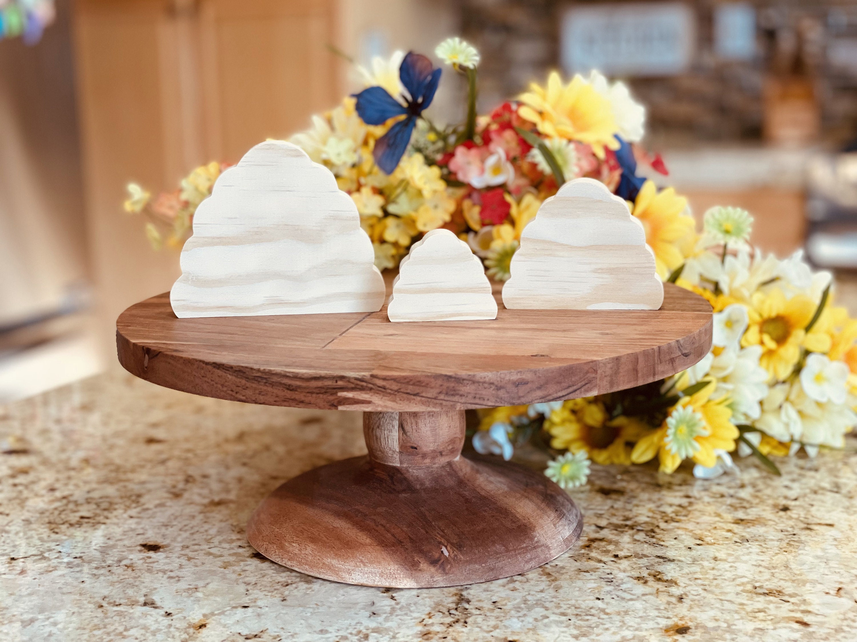 Beehive Shaped Craft Wood Unfinished Tiered Tray Decor Free Etsy