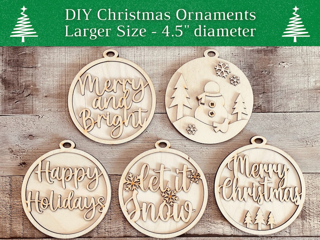 DIY Wood Christmas Ornaments larger Size, Unfinished Christmas