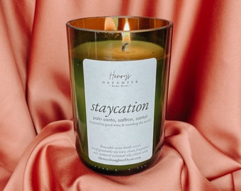 Staycation Wine Bottle Candle | Palo Santo Sandalwood