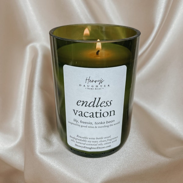 Endless Vacation Wine Bottle Candle (Orchid)