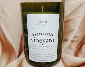 Autumn Vineyard (spiced apple and almond) Wine Bottle Candle