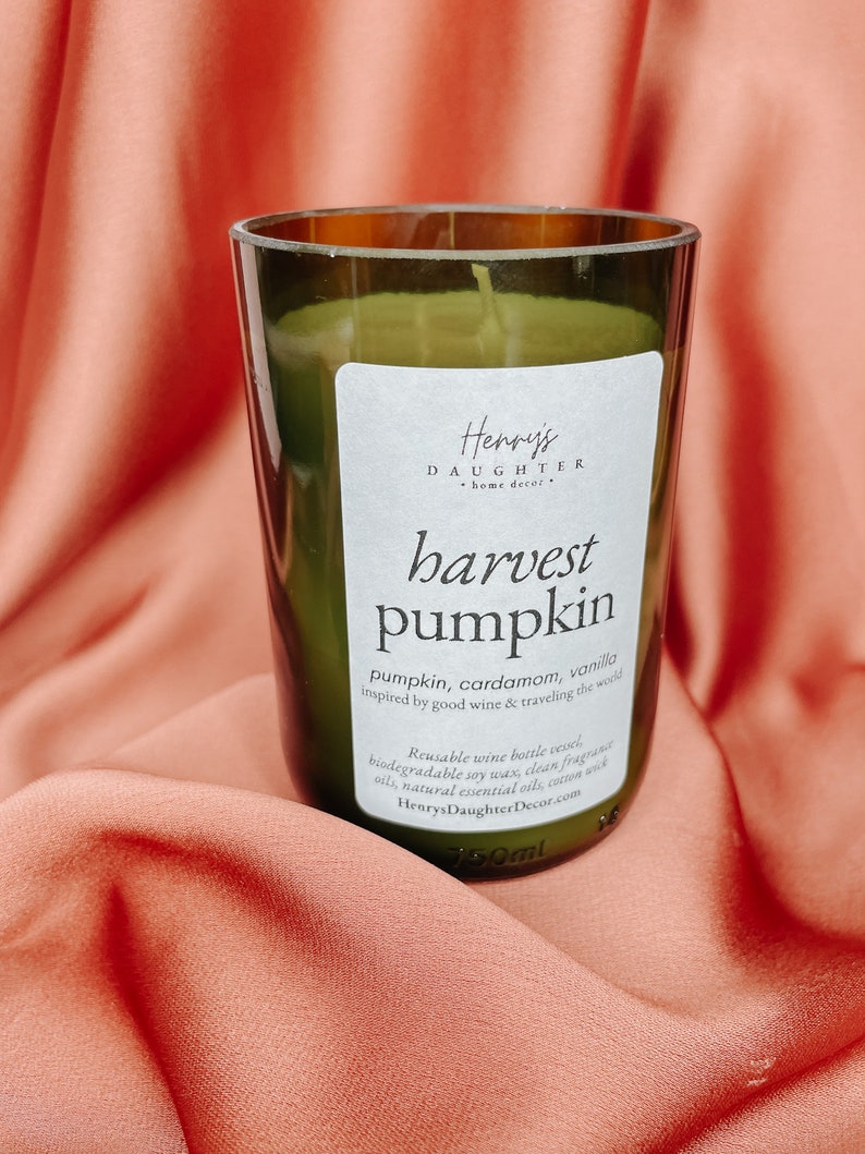 Harvest Pumpkin Wine Bottle Candle image 2