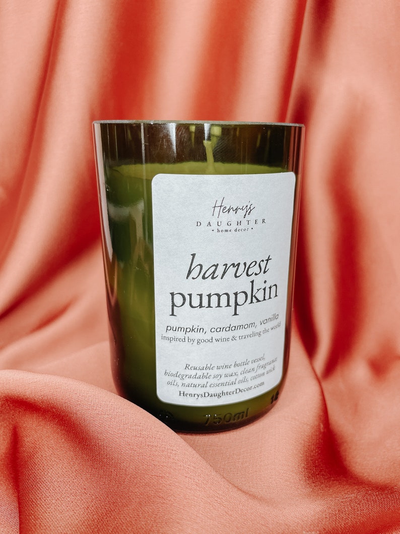 Harvest Pumpkin Wine Bottle Candle image 3