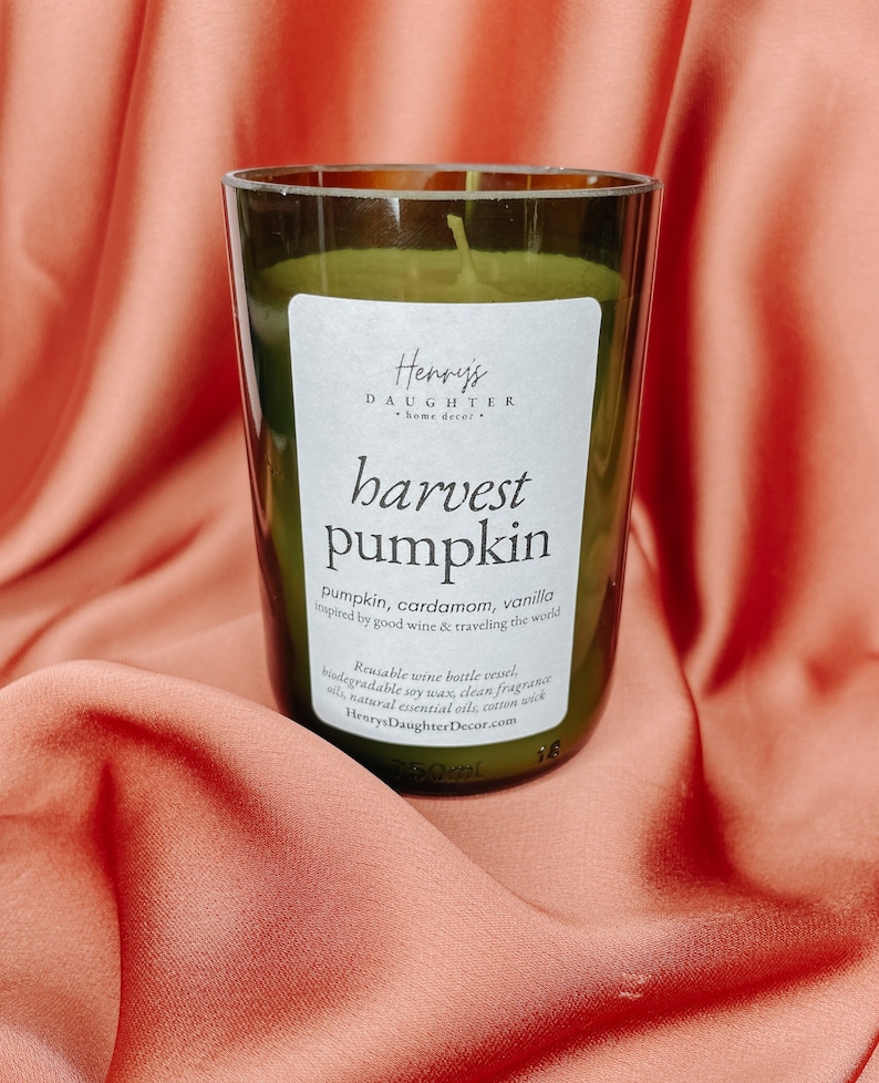 Harvest Pumpkin Wine Bottle Candle image 1