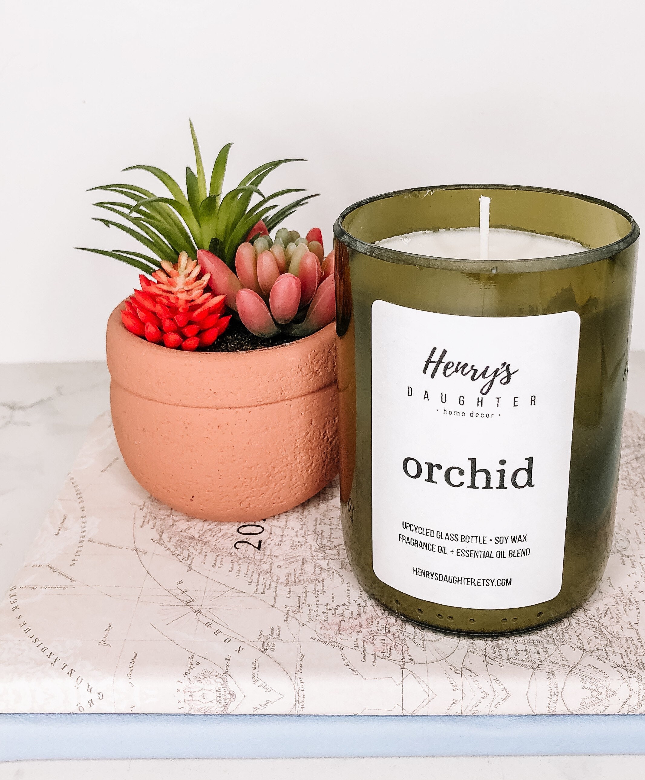 Orchidée - Bougie de Bouteille Vin