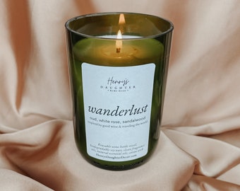 Wanderlust Wine Bottle Candle (rose and oud wood)