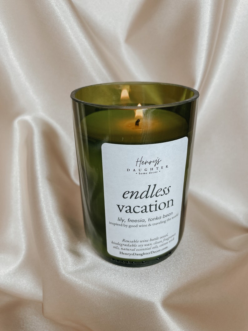 Endless Vacation Wine Bottle Candle Orchid image 3