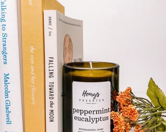 Peppermint Eucalyptus - Wine Bottle Candle