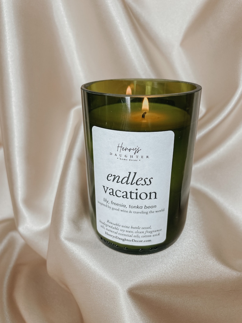 Endless Vacation Wine Bottle Candle Orchid image 4