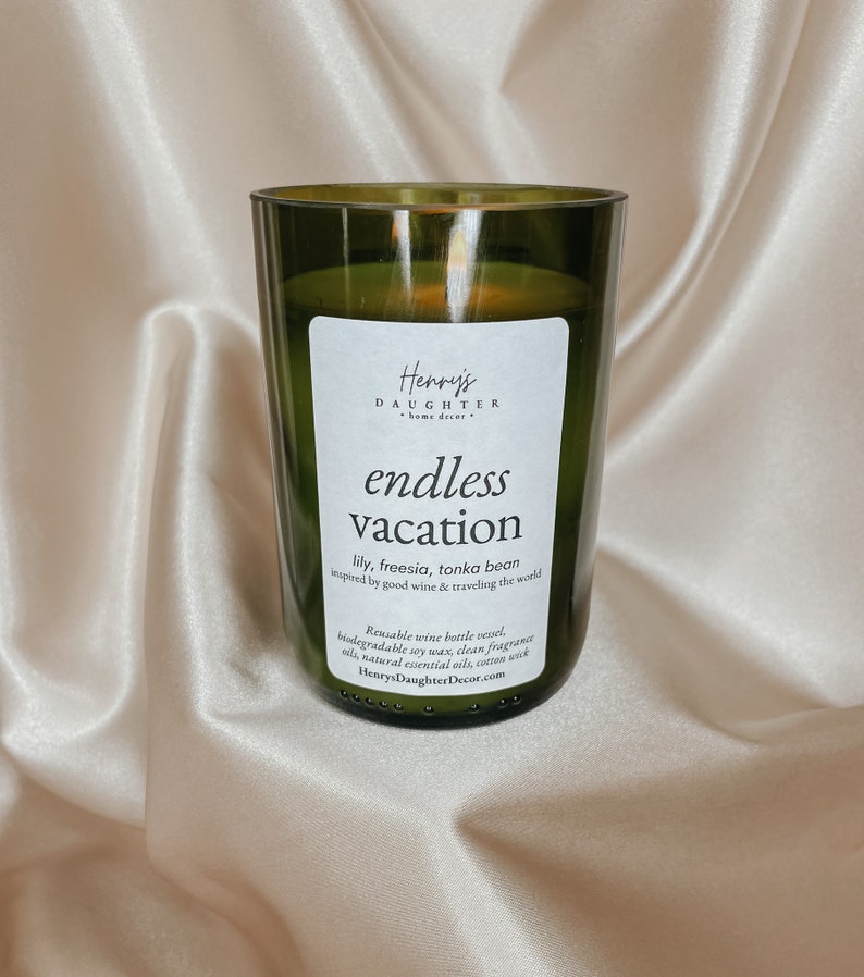 Endless Vacation Wine Bottle Candle Orchid image 2