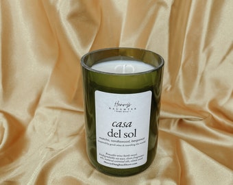 Casa del Sol (bergamot and matcha) Wine Bottle Candle