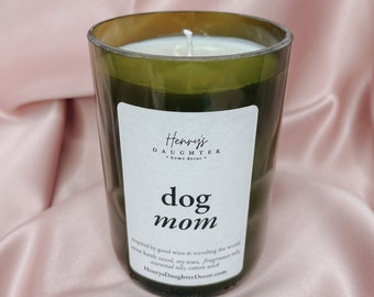 Dog Mom Wine Bottle Candle