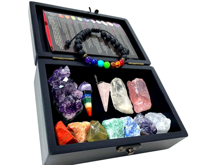 Premium Beginner Crystal Set -Raw Crystal Healing Crystal Gift Set - Amethyst + Gemstones Metaphysical Real Crystal Bulk Crystal Rose Quartz