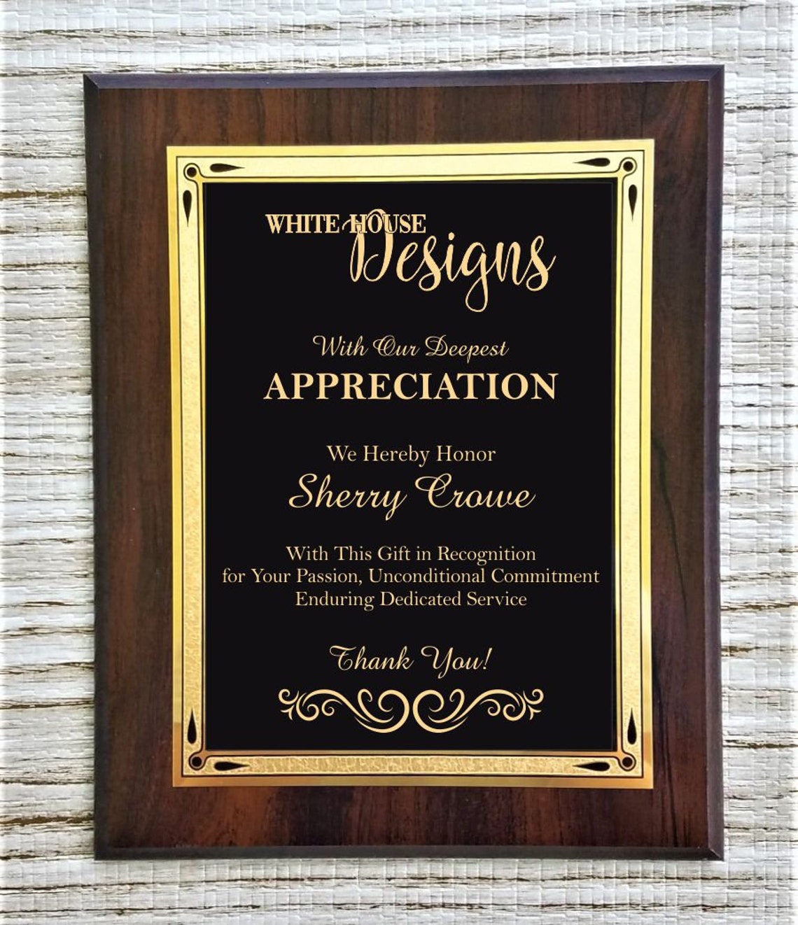 Custom Recognition Plaque 8 X 10 Cherryfinish Etsy