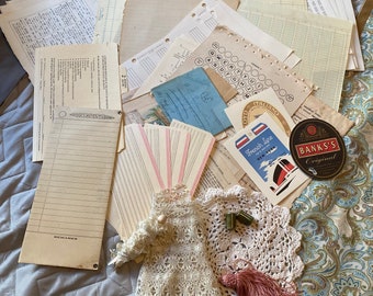 Junk journal kit- Vintage paper junk journaling scrapbooking mixed media card making journal supplies