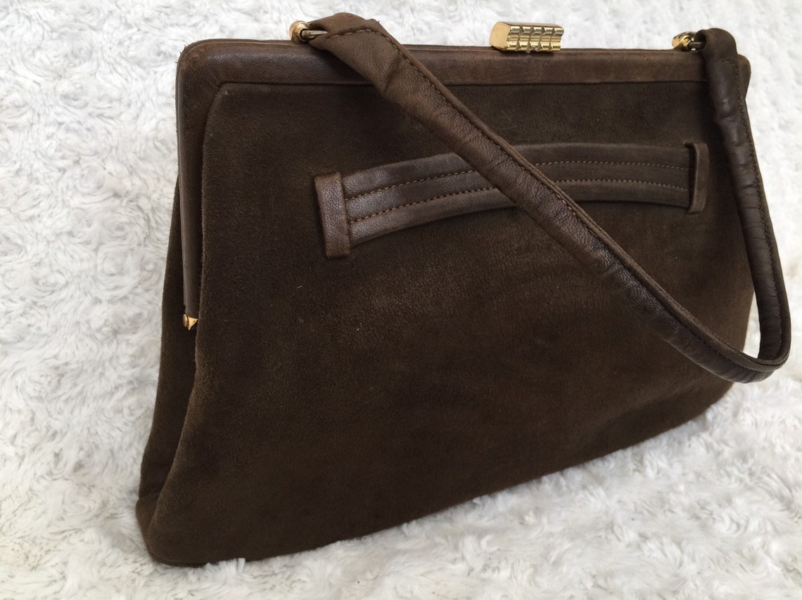 Vintage Freedex Brown Suede Handbag Etsy UK