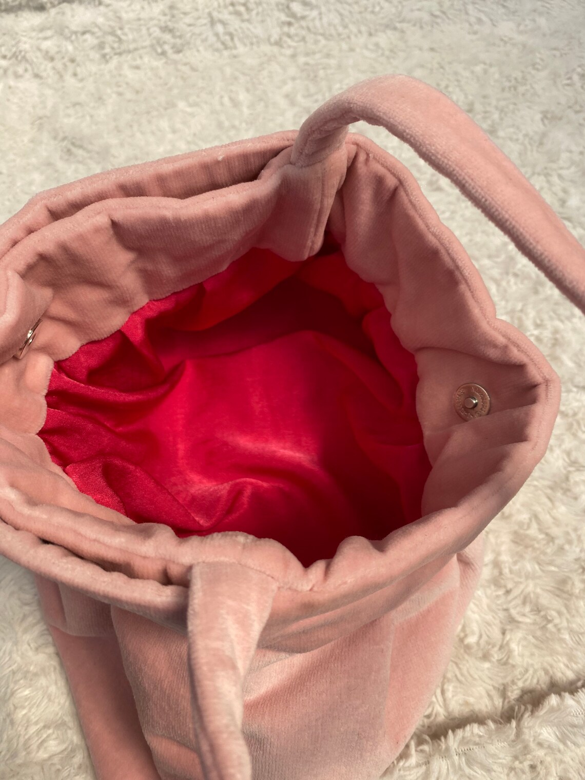 Pink Velvet Handbag With Flower Detail Etsy