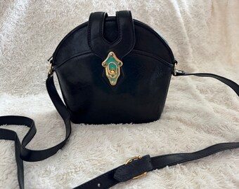 Bolso vintage de cuero negro de CeanCarel de Portugal