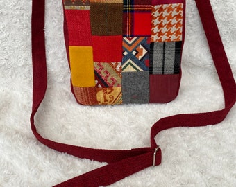 Handmade, patchwork cross body handbag