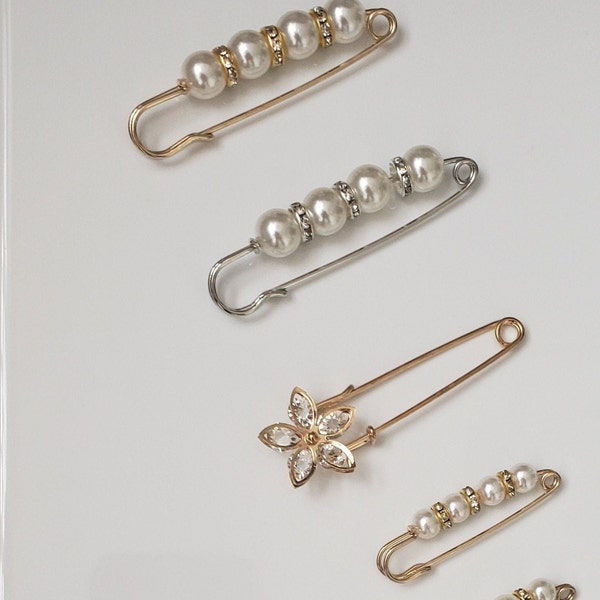 Safety Pin, Decorative Safety Pins, Gold and Silver Safety Pins for multiple use