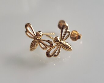 Tiny Bee Studs, Bees Lover Studs, Gold vermeil Tiny Bee Earrings, Minimalist Earrings