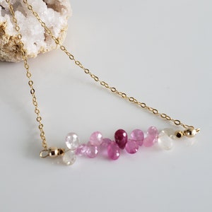Amaizing Quality Pink Sapphire bar Necklace, 925 Sterling Silver 24K Gold Plated