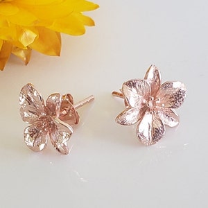 Rose Gold Plated 925 Sterling Silver Flower stud Earrings