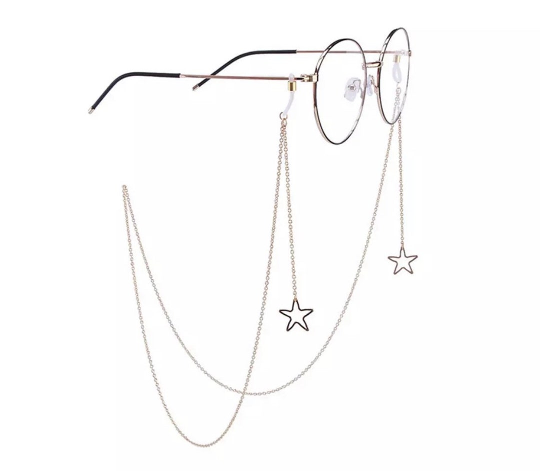 Star Gold Eyeglass Chain, Beaded Eyeglass Chain, Shooting Star Sunglass