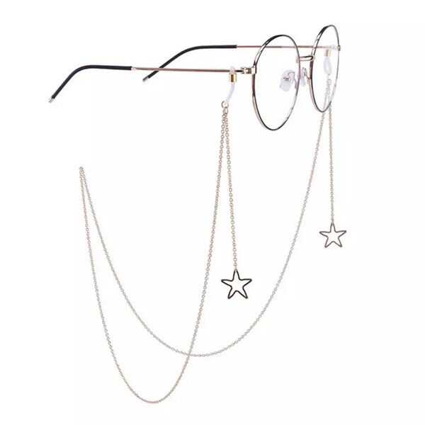 Star Gold Eyeglass Chain, Beaded Eyeglass Chain, shooting star Sunglass Chain, Strap, Necklace, Eyeglasses Holder, Eyewear Accessory