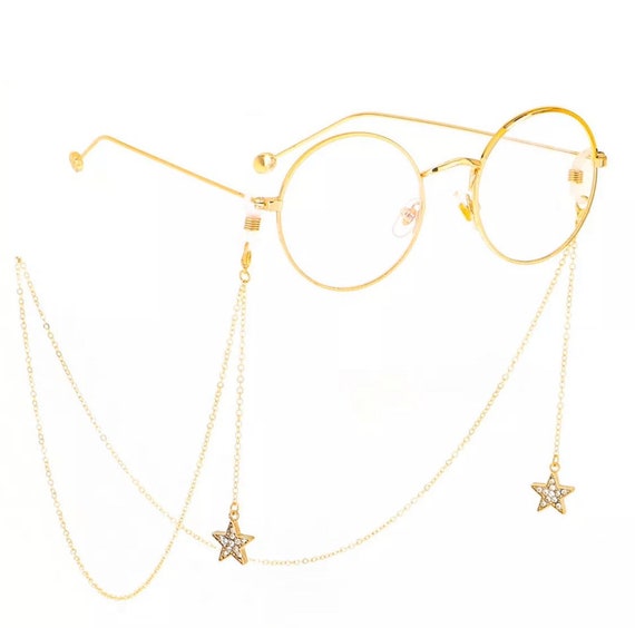 Star Gold Rhinestone Eyeglass Chain Beaded Eyeglass Chain - Etsy
