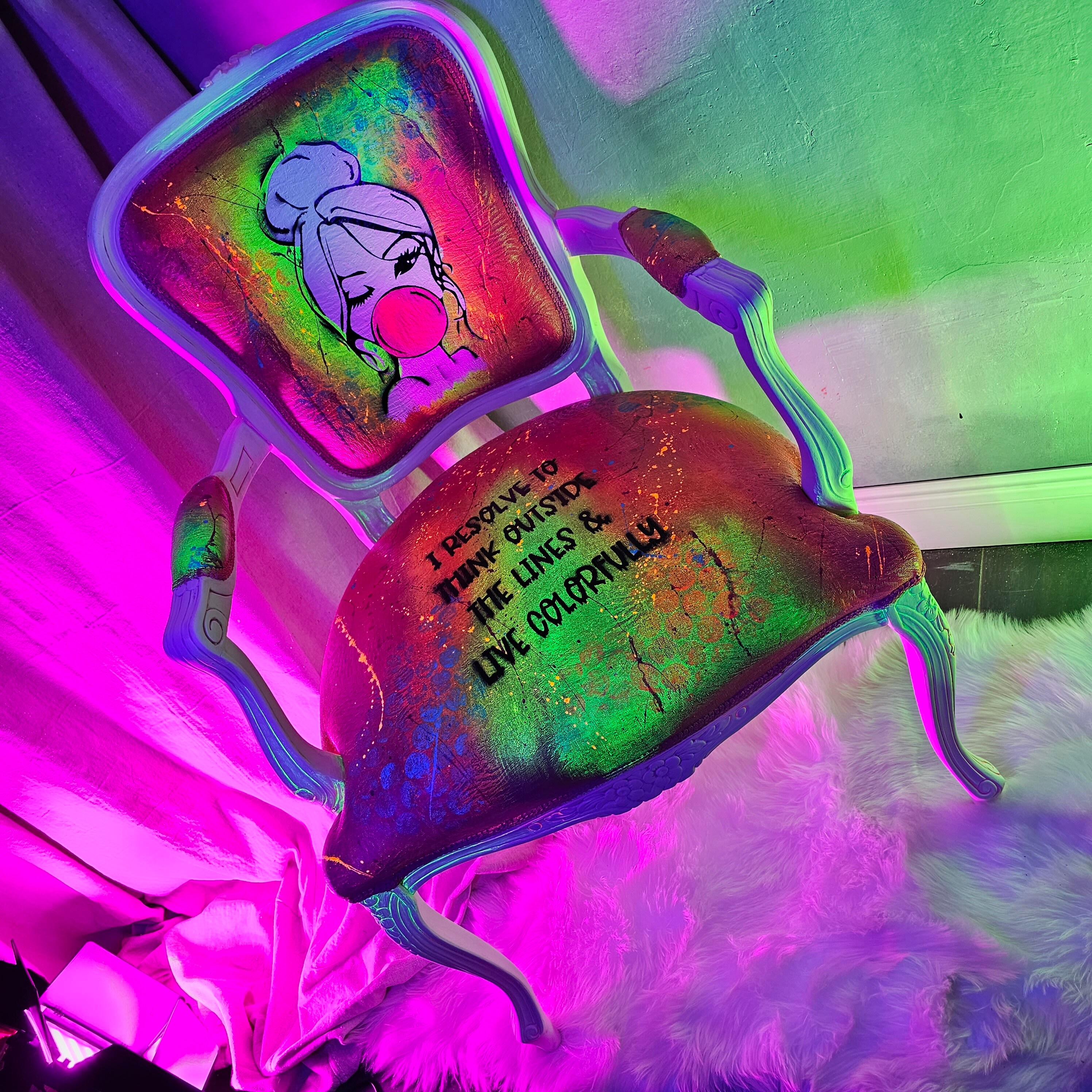 Hand Painted Neon Bubblegum Chair Etsy