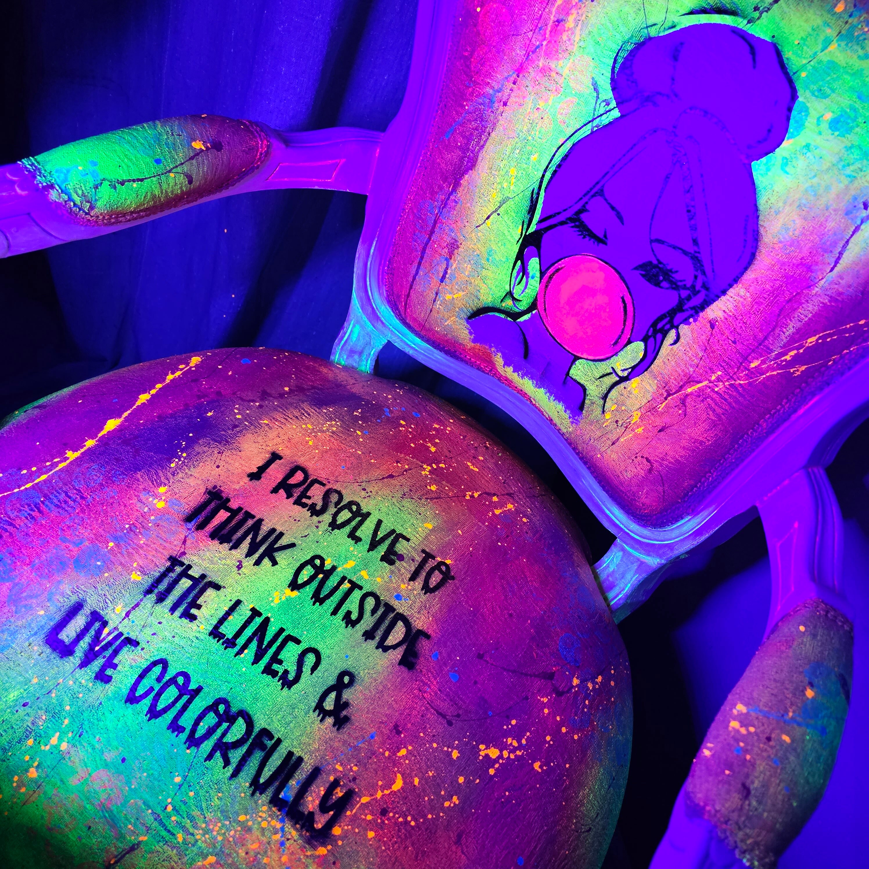 Hand Painted Neon Bubblegum Chair Etsy