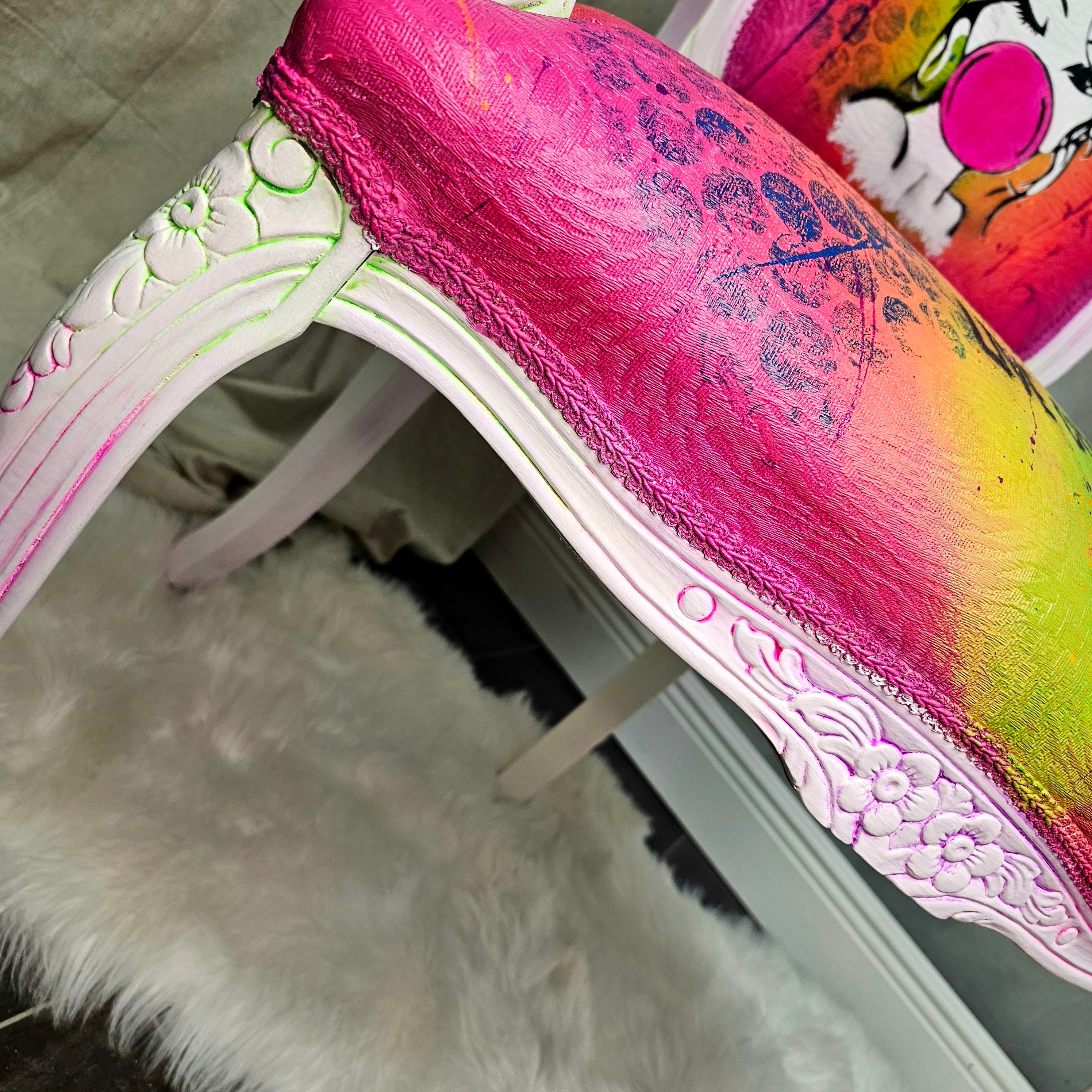 Hand Painted Neon Bubblegum Chair Etsy