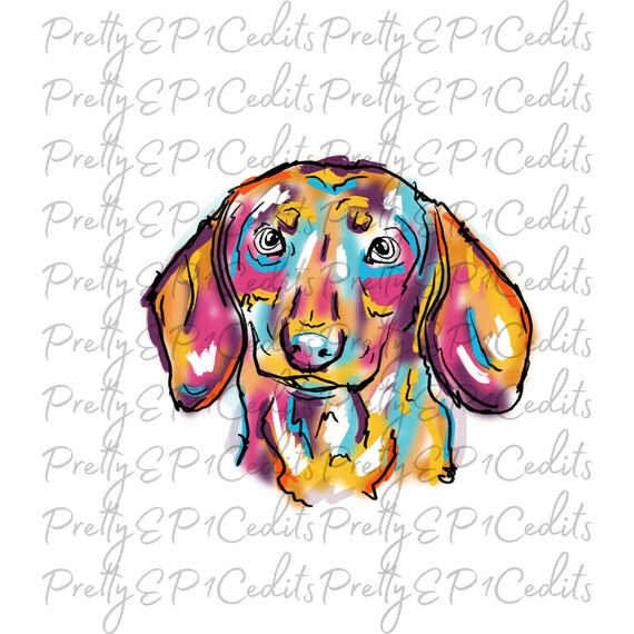 Dachshund design, weiner dog, pop art dog,  watercolor dog, digital download, PNG, JPG