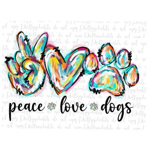 Perros de amor de paz, diseños de impresión de patas, diseños de sublimación, descarga digital, PNG, JPG.