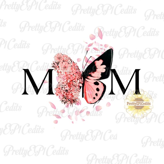Watercolor mom design, butterfly flowers, mother's day design, clip art, pink flower, daisy, sublimination, Digital download