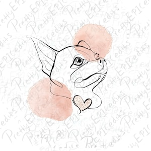 One Line Art Chiuahua, Hund eine Linie, Aufkleber Designs, Sublimationsdesigns, digitaler Download, PNG, JPG.