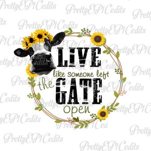 Koe frame, Live als iemand liet de poort open, digitale download, clip art, PNG, JPG
