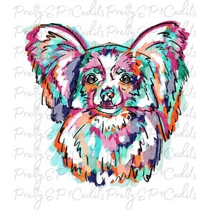 Papillon sublimatie ontwerp, pop art papillon, aquarel hond, digitale download, PNG, JPG