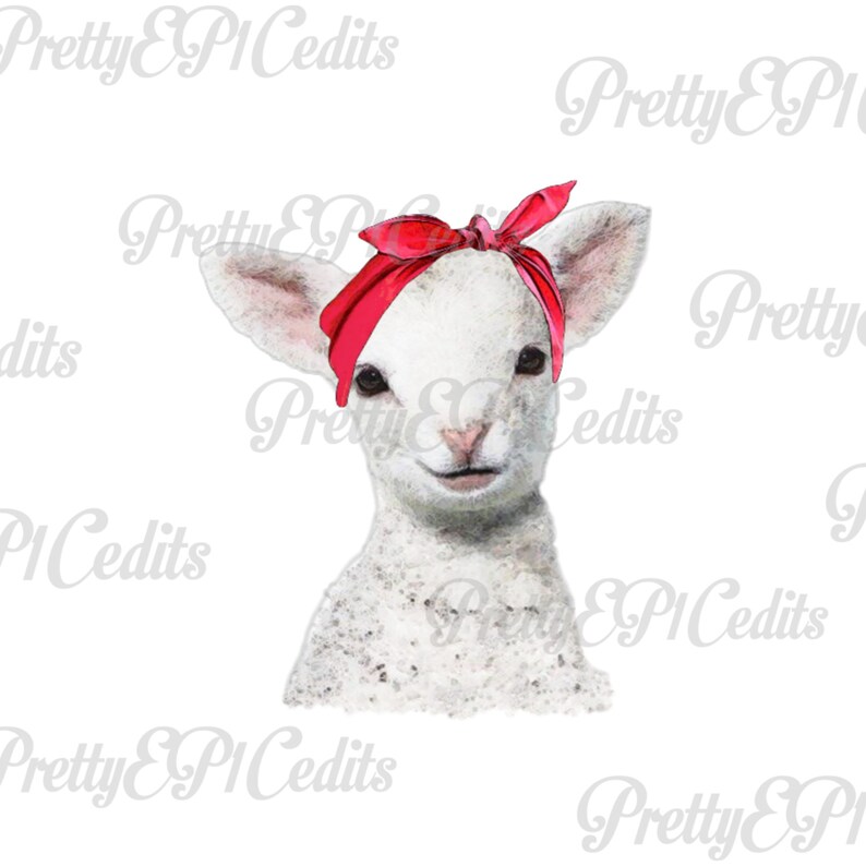 PNG farm animals Watercolor Lamb digital download JPG clip art red bandanna