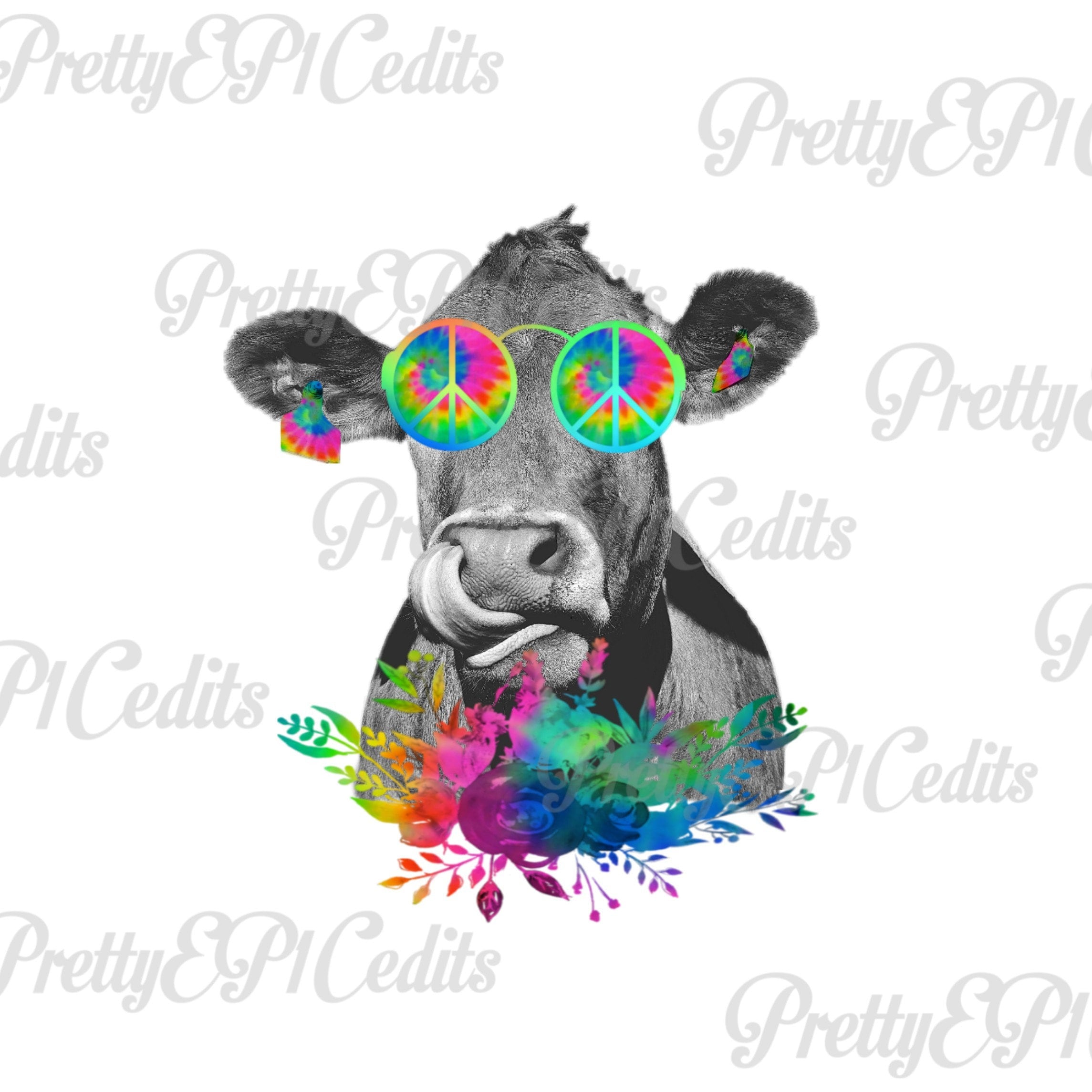 Hippie cow tye dye cow tie dye cow retro glassescow lick | Etsy