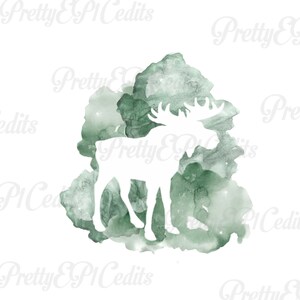 Moose, watercolor , silhouette, printable digital image PNG, JPG