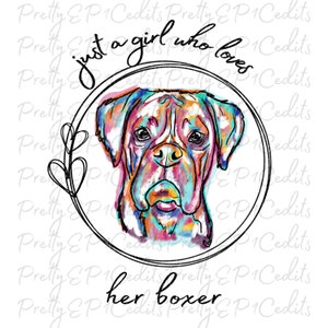 Gewoon een meisje dat houdt van haar bokser, boxer sublimatie ontwerpen, digitale download, PNG, JPG.