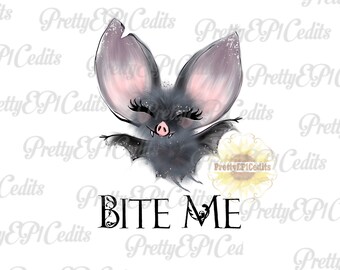 Halloween bat, Bite me, halloween Designs, watercolor bat,digital download, clip art, PNG, JPG