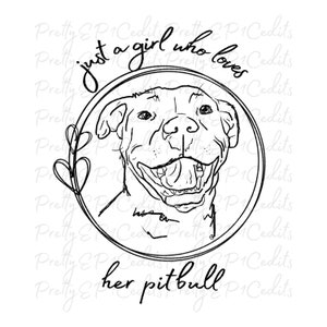 Pitbull schets, gewoon een meisje dat houdt van haar pitbull, pitbull sublimatie ontwerpen, digitale download, PNG, JPG.