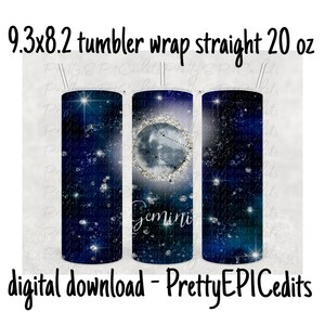 Tumbler Wrap, Zodiac Constellation, Gemini, digitale download, PNG