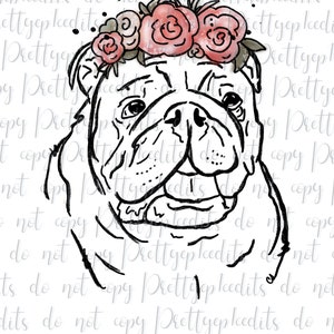 Bulldog flower crown, waterslide design, sublimation designs, digital download,PNG, JPG.