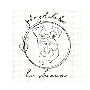 Gewoon een meisje dat dol is op haar schnauzer, sublimatieontwerpen, tuimelaarkunst, stickerhondontwerpen, digitale download, PNG, JPG.