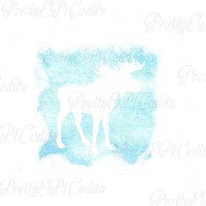 Moose, watercolor , silhouette, printable digital image PNG, JPG